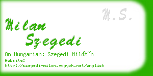 milan szegedi business card